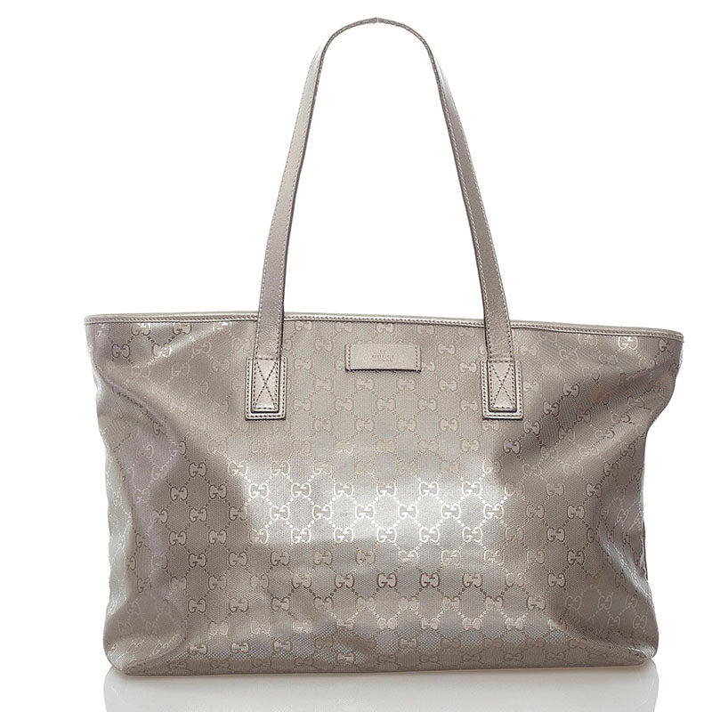 グッチ GGインプリメ ハンドバッグ トートバッグ 211137 グレー シルバー PVC レザー レディース GUCCI 【中古】