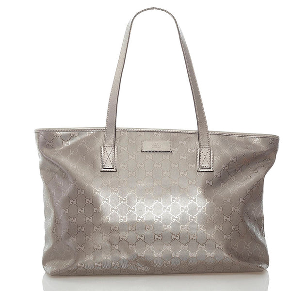 グッチ GGインプリメ ハンドバッグ トートバッグ 211137 グレー シルバー PVC レザー レディース GUCCI 【中古】