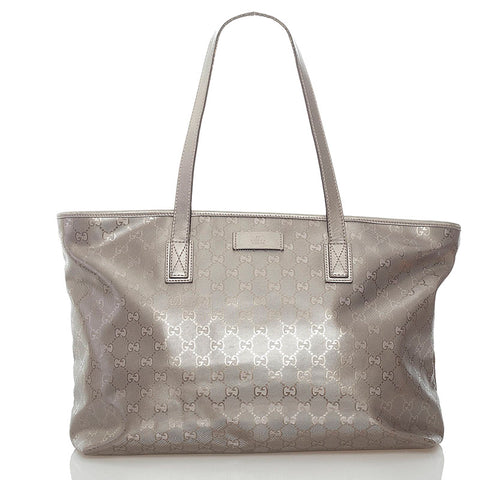 グッチ GGインプリメ ハンドバッグ トートバッグ 211137 グレー シルバー PVC レザー レディース GUCCI 【中古】
