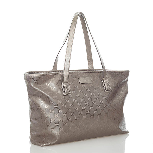 グッチ GGインプリメ ハンドバッグ トートバッグ 211137 グレー シルバー PVC レザー レディース GUCCI 【中古】