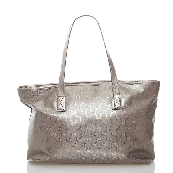 グッチ GGインプリメ ハンドバッグ トートバッグ 211137 グレー シルバー PVC レザー レディース GUCCI 【中古】