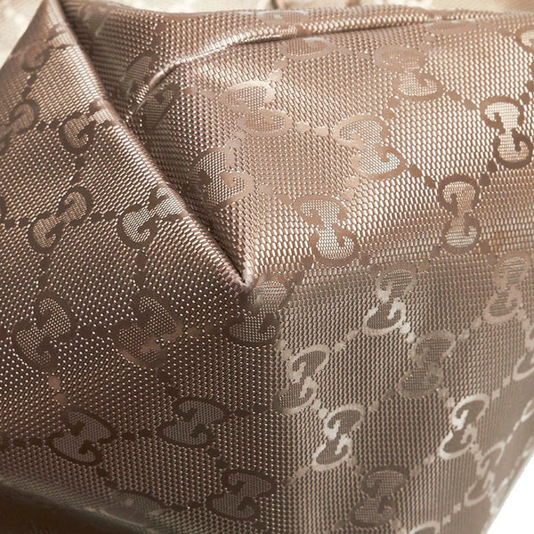 グッチ GGインプリメ ハンドバッグ トートバッグ 211137 グレー シルバー PVC レザー レディース GUCCI 【中古】