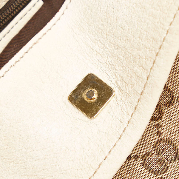 グッチ GGキャンバス ショルダーバッグ 120841 ベージュ ホワイト キャンバス レザー レディース GUCCI 【中古】