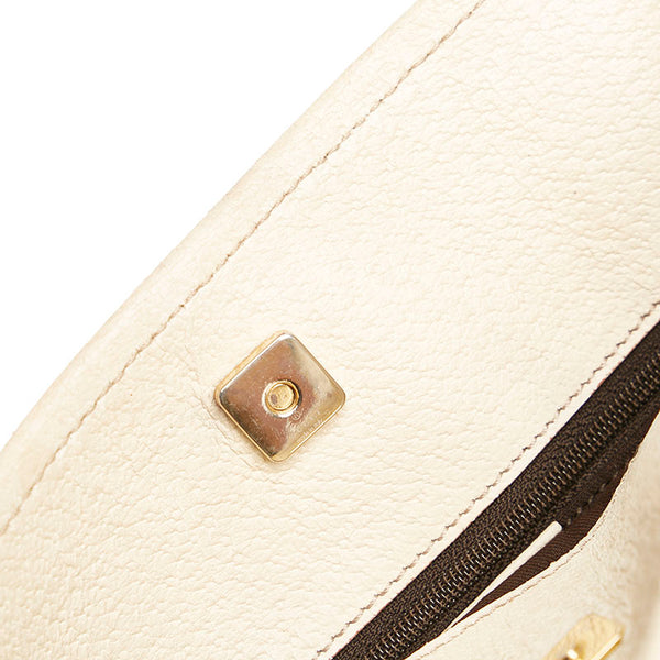 グッチ GGキャンバス ショルダーバッグ 120841 ベージュ ホワイト キャンバス レザー レディース GUCCI 【中古】