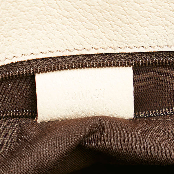 グッチ GGキャンバス ショルダーバッグ 120841 ベージュ ホワイト キャンバス レザー レディース GUCCI 【中古】