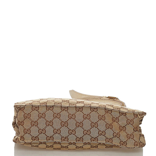 グッチ GGキャンバス ショルダーバッグ 120841 ベージュ ホワイト キャンバス レザー レディース GUCCI 【中古】
