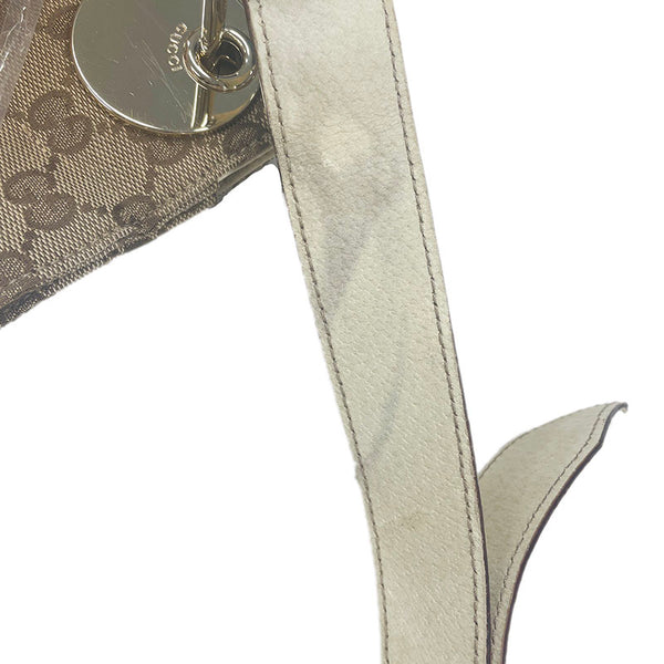 グッチ GGキャンバス ショルダーバッグ 120841 ベージュ ホワイト キャンバス レザー レディース GUCCI 【中古】