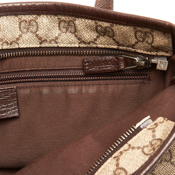 グッチ GGスプリーム トートバッグ 181086 ベージュ ブラウン PVC レザー レディース GUCCI 【中古】