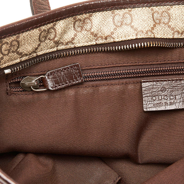 グッチ GGスプリーム トートバッグ 181086 ベージュ ブラウン PVC レザー レディース GUCCI 【中古】