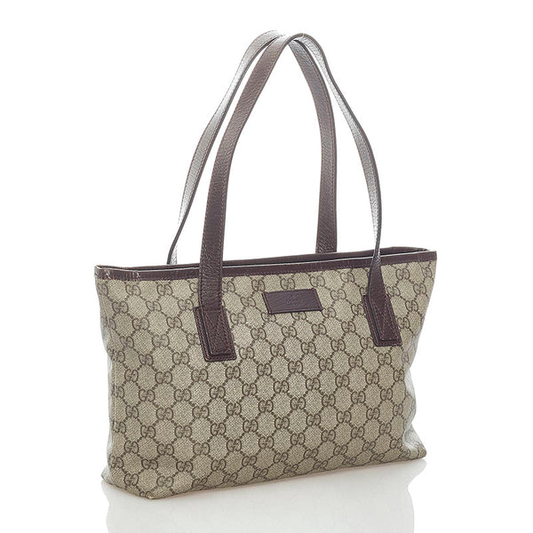 グッチ GGスプリーム トートバッグ 181086 ベージュ ブラウン PVC レザー レディース GUCCI 【中古】
