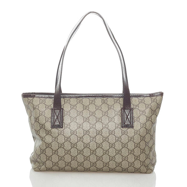 グッチ GGスプリーム トートバッグ 181086 ベージュ ブラウン PVC レザー レディース GUCCI 【中古】