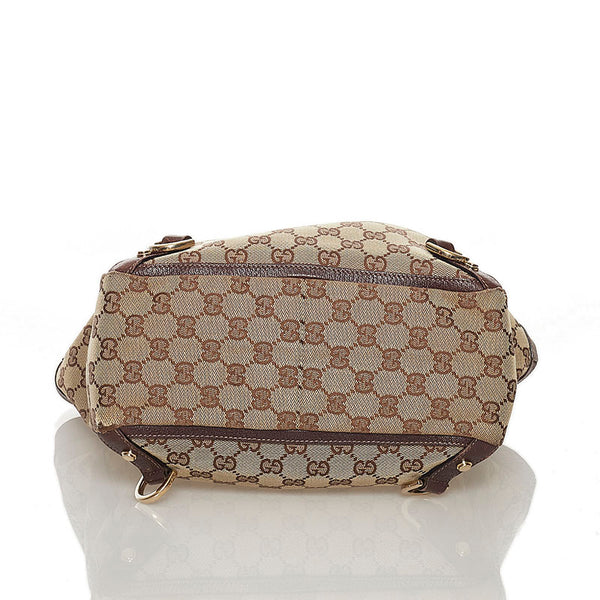 グッチ GGキャンバス アビー ハンドバッグ トートバッグ 130739 ベージュ ブラウン キャンバス レザー レディース GUCCI 【中古】