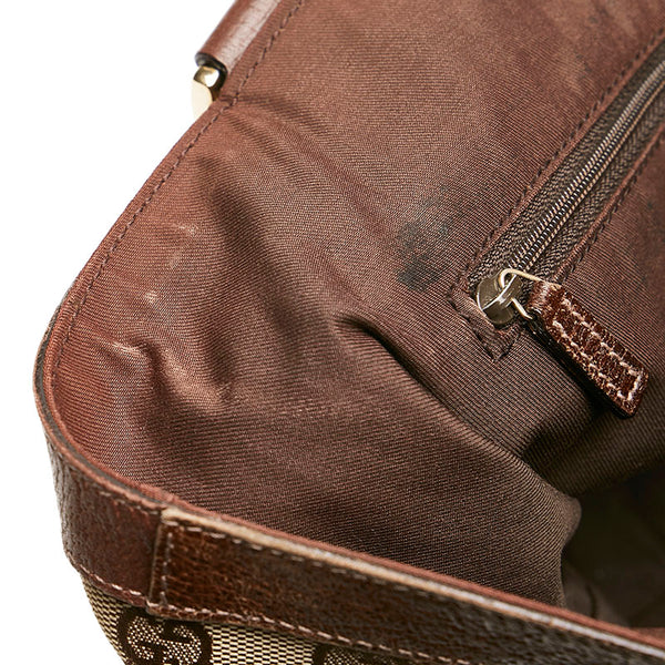 グッチ GGキャンバス アビー ハンドバッグ トートバッグ 130739 ベージュ ブラウン キャンバス レザー レディース GUCCI 【中古】