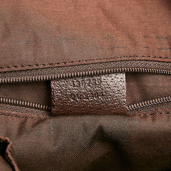 グッチ GGキャンバス アビー ハンドバッグ トートバッグ 130739 ベージュ ブラウン キャンバス レザー レディース GUCCI 【中古】