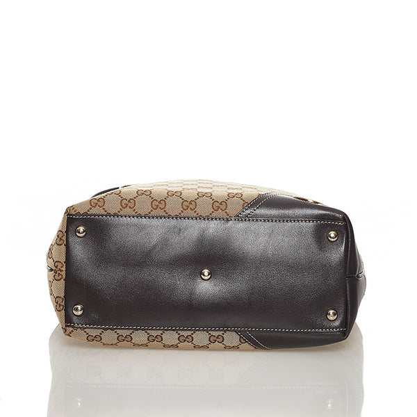 グッチ GGキャンバス インターロッキングG トートバッグ 169946 ベージュ ブラウン キャンバス レザー レディース GUCCI 【中古】