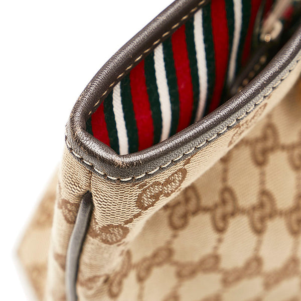 グッチ GGキャンバス インターロッキングG トートバッグ 169946 ベージュ ブラウン キャンバス レザー レディース GUCCI 【中古】