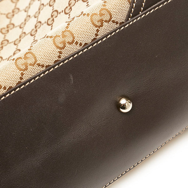 グッチ GGキャンバス インターロッキングG トートバッグ 169946 ベージュ ブラウン キャンバス レザー レディース GUCCI 【中古】