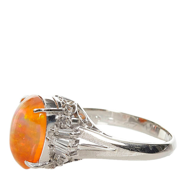 Pt900 プラチナ ファイアオパール2.30ct ダイヤ0.47ct リング 指輪 レディース 12号 【中古】