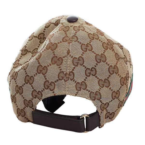 グッチ GGキャンバス シェリーライン キャップ ベースボールキャップ 200035 ブラウン キャンバス レザー メンズ GUCCI 【中古】