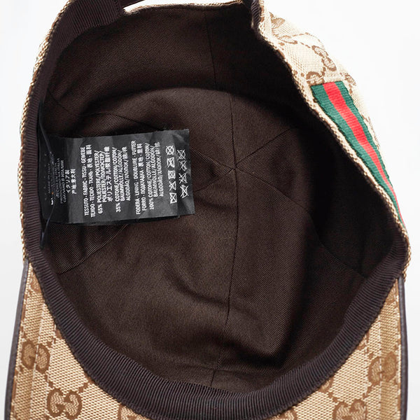 グッチ GGキャンバス シェリーライン キャップ ベースボールキャップ 200035 ブラウン キャンバス レザー メンズ GUCCI 【中古】