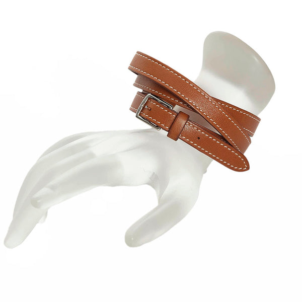 エルメス エトリヴィエール ブレスレット ブラウン レザー レディース HERMES 【中古】