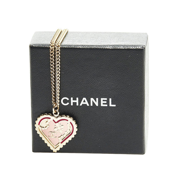 シャネル ココマーク ハートモチーフ ネックレス ゴールド ピンク メッキ レディース CHANEL 【中古】