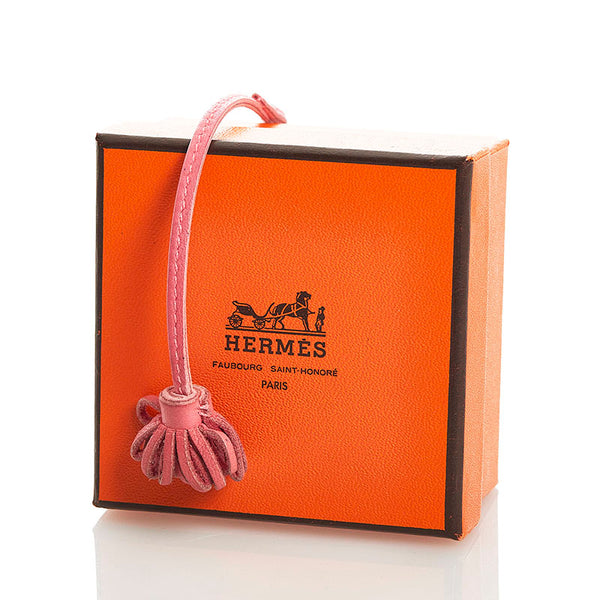 エルメス カルメンチータ フリンジ チャーム ピンク レザー レディース HERMES 【中古】