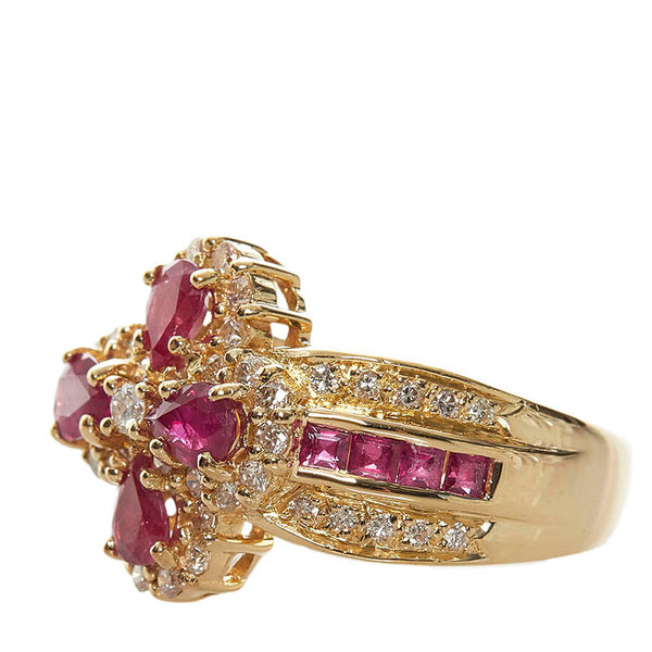 K18YG イエローゴールド ルビー1.55ct ダイヤ0.58ct リング 指輪 レディース 13号 【中古】