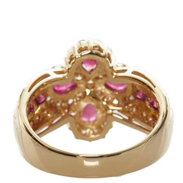 K18YG イエローゴールド ルビー1.55ct ダイヤ0.58ct リング 指輪 レディース 13号 【中古】