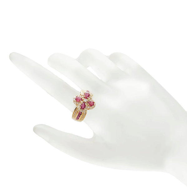 K18YG イエローゴールド ルビー1.55ct ダイヤ0.58ct リング 指輪 レディース 13号 【中古】