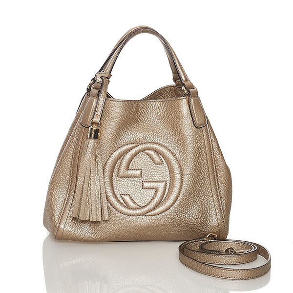 グッチ インターロッキングG ソーホー ハンドバッグ ショルダーバッグ 2WAY 336751 シャンパンゴールド レザー レディース GUCCI 【中古】