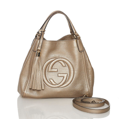 グッチ インターロッキングG ソーホー ハンドバッグ ショルダーバッグ 2WAY 336751 シャンパンゴールド レザー レディース GUCCI 【中古】