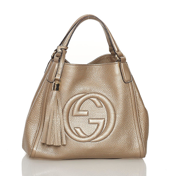 グッチ インターロッキングG ソーホー ハンドバッグ ショルダーバッグ 2WAY 336751 シャンパンゴールド レザー レディース GUCCI 【中古】