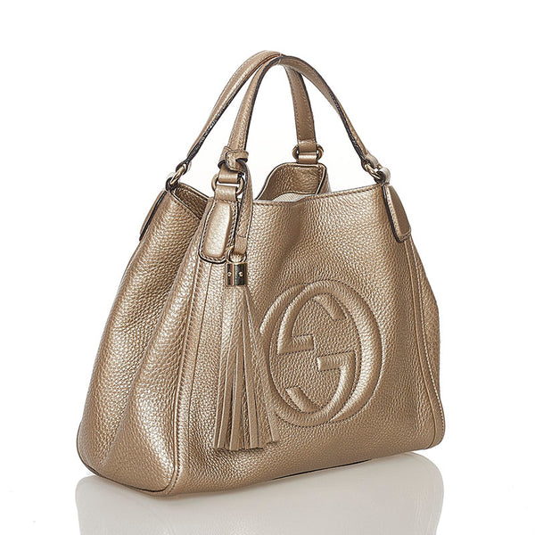 グッチ インターロッキングG ソーホー ハンドバッグ ショルダーバッグ 2WAY 336751 シャンパンゴールド レザー レディース GUCCI 【中古】