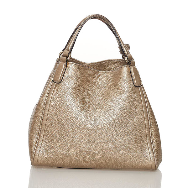 グッチ インターロッキングG ソーホー ハンドバッグ ショルダーバッグ 2WAY 336751 シャンパンゴールド レザー レディース GUCCI 【中古】
