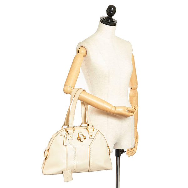 サンローラン ミューズ トートバッグ ホワイト アイボリー レザー レディース SAINT LAURENT 【中古】