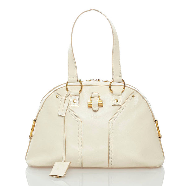 サンローラン ミューズ トートバッグ ホワイト アイボリー レザー レディース SAINT LAURENT 【中古】