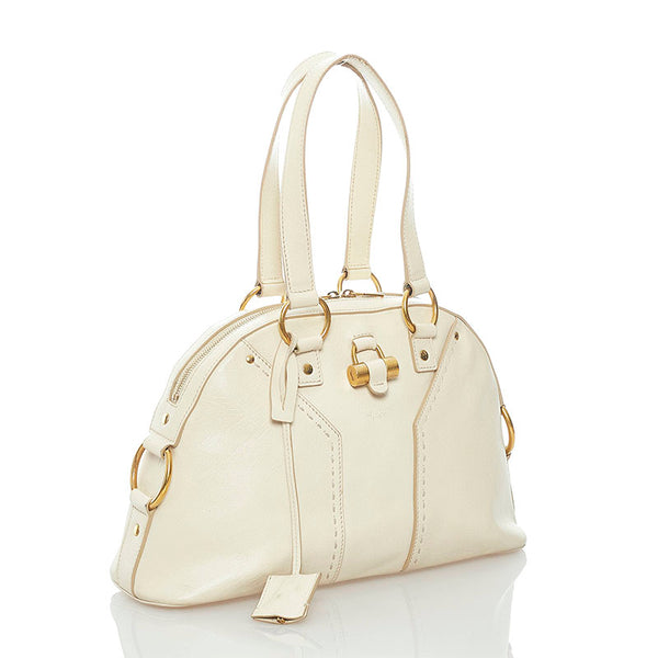 サンローラン ミューズ トートバッグ ホワイト アイボリー レザー レディース SAINT LAURENT 【中古】