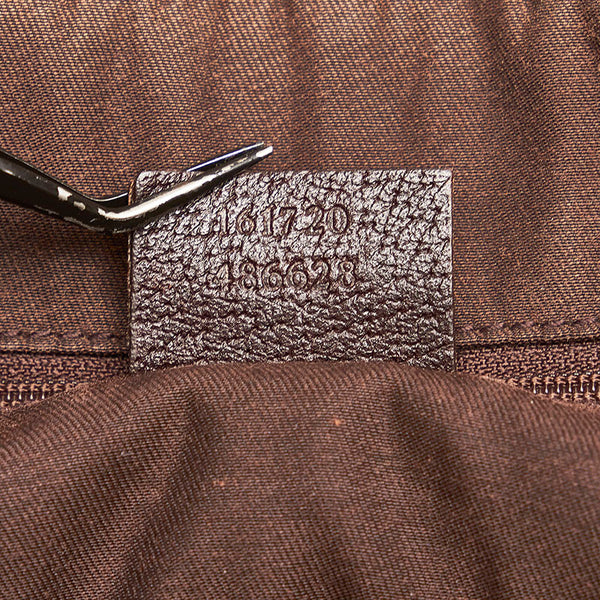 グッチ GGキャンバス プリンシー ハンドバッグ 161720 ベージュ ブラウン キャンバス レザー レディース GUCCI 【中古】