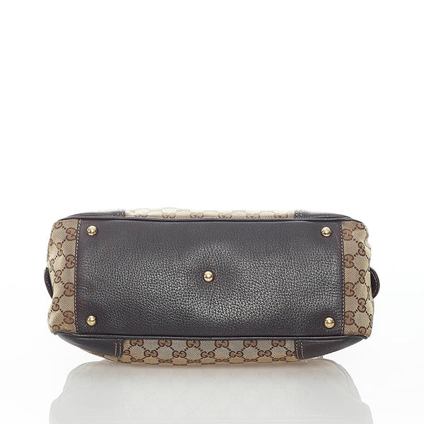 グッチ GGキャンバス プリンシー ハンドバッグ 161720 ベージュ ブラウン キャンバス レザー レディース GUCCI 【中古】