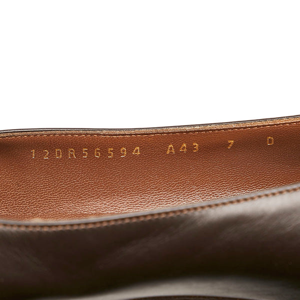 サルヴァトーレフェラガモ スクエアトゥ パンプス ブラウン レザー レディース Salvatore Ferragamo 【中古】