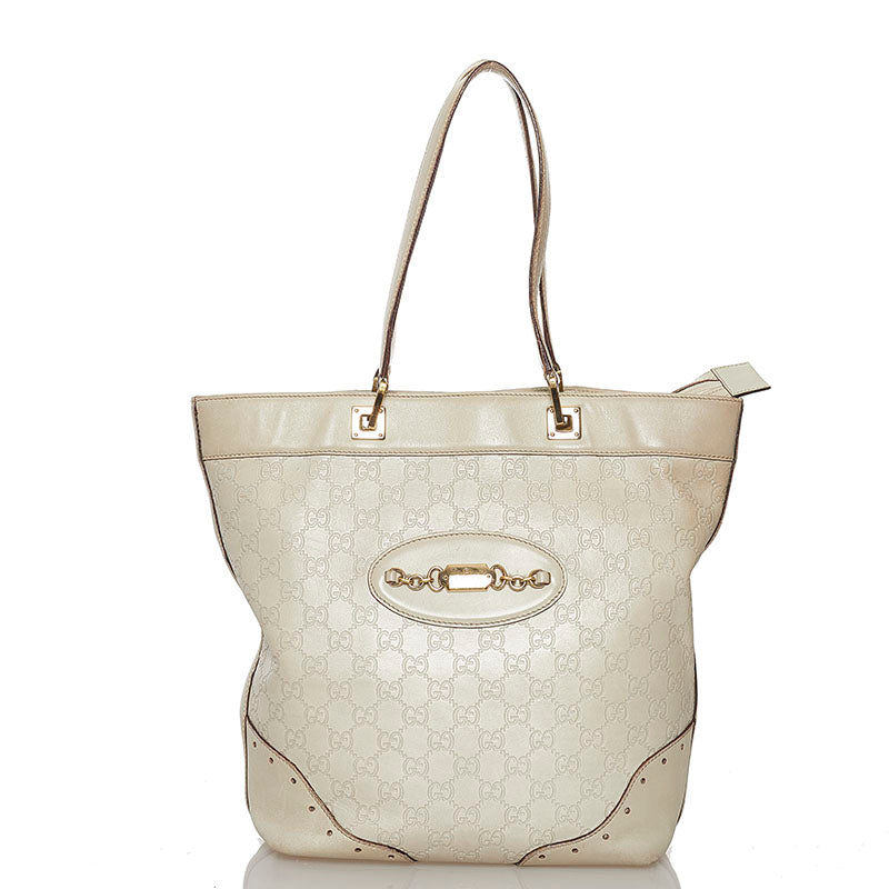 グッチ グッチシマ ハンドバッグ 145984 アイボリー レザー レディース GUCCI 【中古】