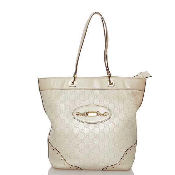 グッチ グッチシマ ハンドバッグ 145984 アイボリー レザー レディース GUCCI 【中古】