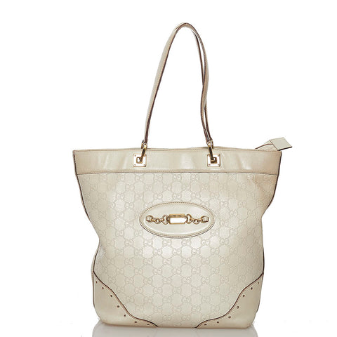 グッチ グッチシマ ハンドバッグ 145984 アイボリー レザー レディース GUCCI 【中古】