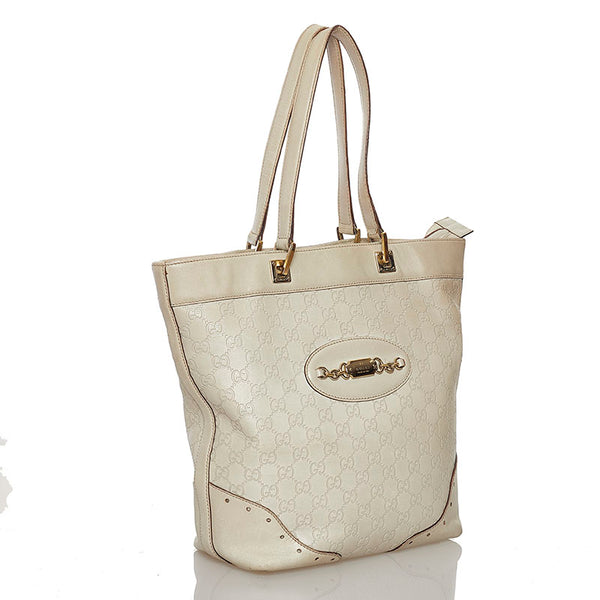 グッチ グッチシマ ハンドバッグ 145984 アイボリー レザー レディース GUCCI 【中古】