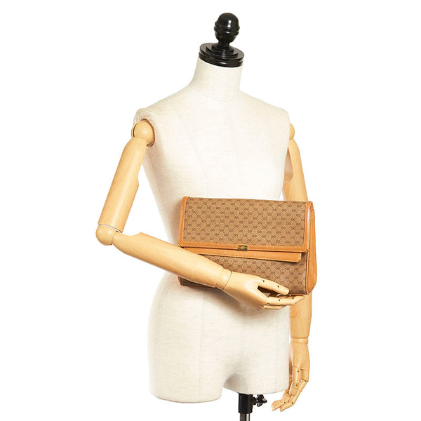 グッチ クラッチバッグ セカンドバッグ ベージュ ブラウン PVC レザー レディース GUCCI 【中古】