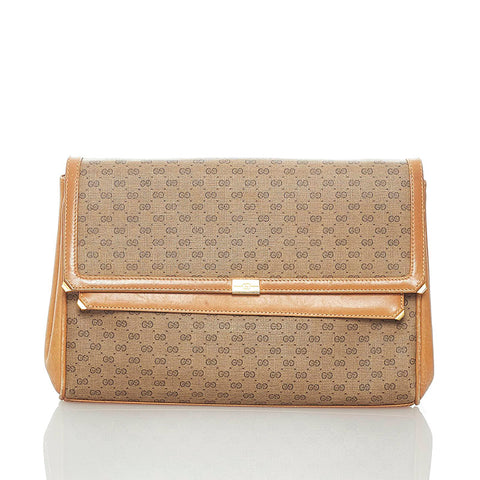 グッチ クラッチバッグ セカンドバッグ ベージュ ブラウン PVC レザー レディース GUCCI 【中古】