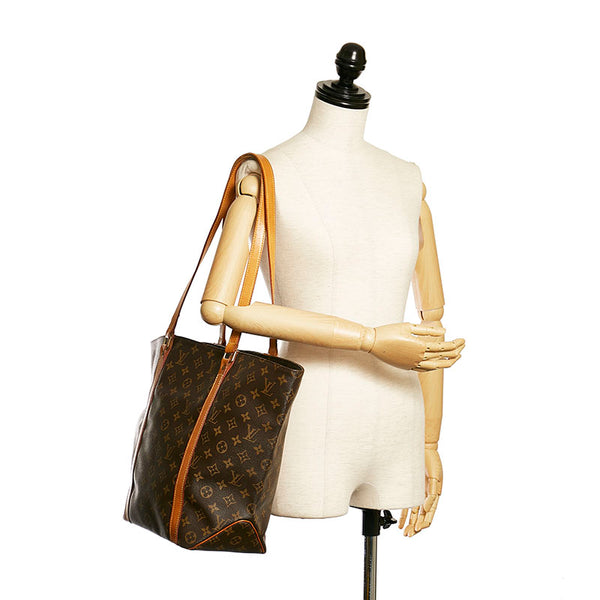 ルイ ヴィトン モノグラム サック ショッピング ショルダーバッグ M51108 ブラウン PVC レザー レディース LOUIS VUITTON 【中古】