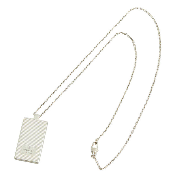 グッチ ロゴ プレート ネックレス シルバー メタル レディース GUCCI 【中古】