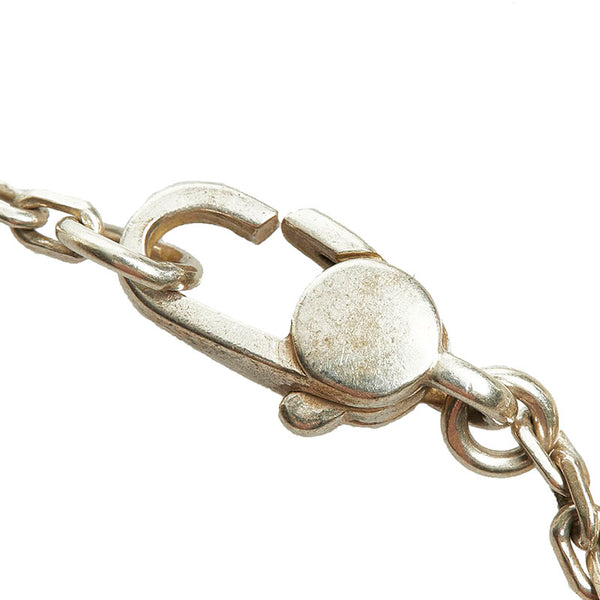 グッチ ロゴ プレート ネックレス シルバー メタル レディース GUCCI 【中古】